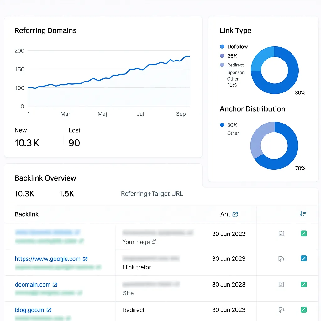 Backlink analysis dashboards
