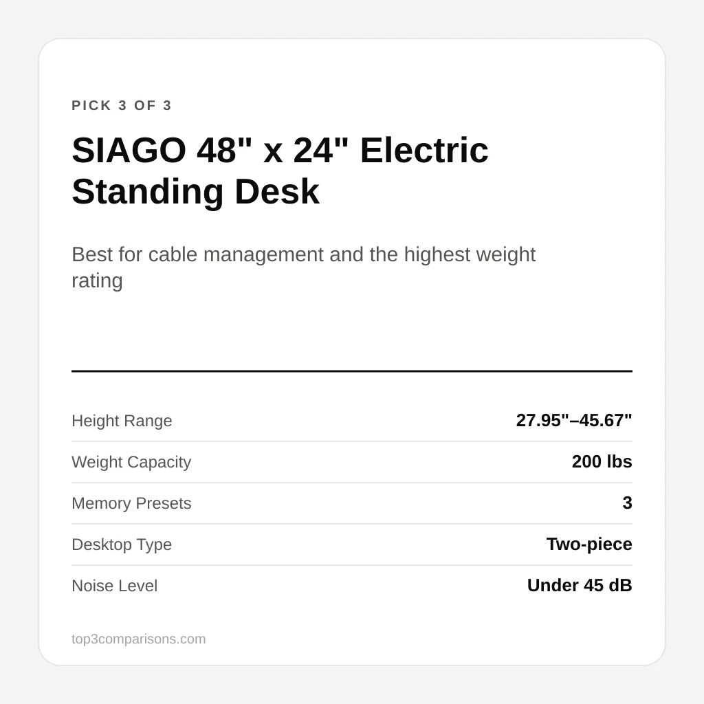 SIAGO 48" x 24" Electric Standing Desk