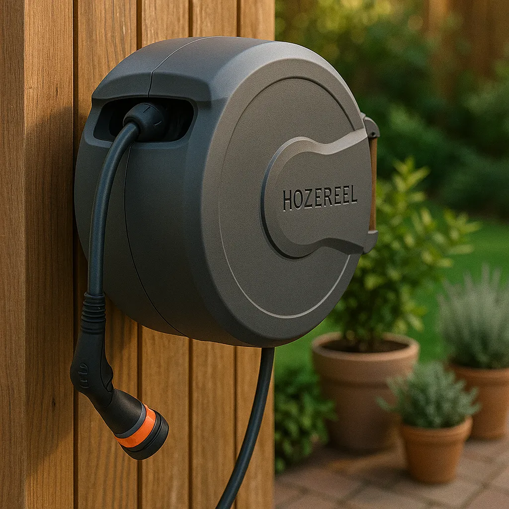 HOZEREEL Retractable Garden Hose Reel – 1/2" × 100 ft