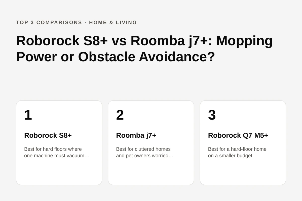 Roborock S8+ vs Roomba j7+: Mopping Power or Obstacle Avoidance?